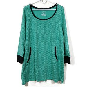 Cacique Women's Sleepwear Nightshirt Pajamas Long Sleeve Pockets Green Sz 18/20